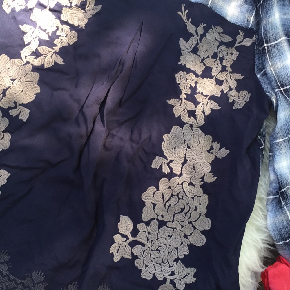 Embroidered Back Button Down Top - image 2